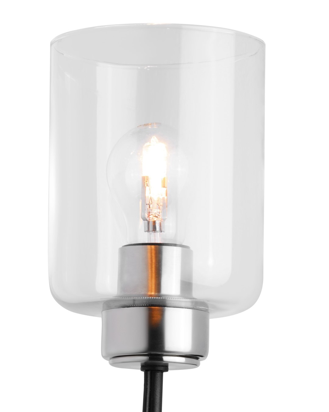 Kinkiet CERES Czarny Srebrny Szklany Klosz 1xE27