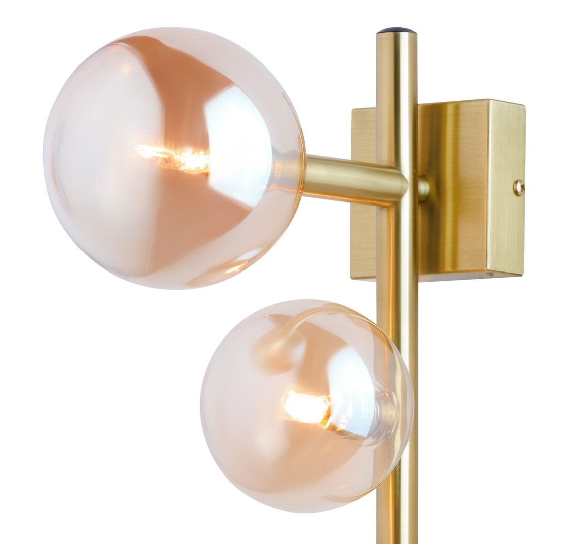 Kinkiet NEPTUN Złoty bursztynowymowe Szklane Klosze 2xG9