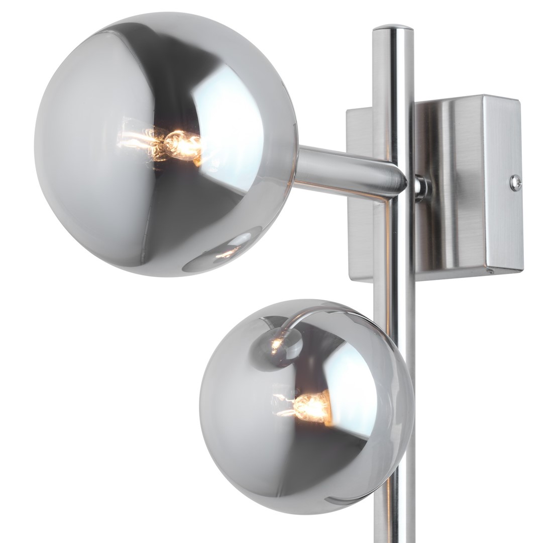 Kinkiet NEPTUN Srebrny Szary Szklane Klosze 2xG9