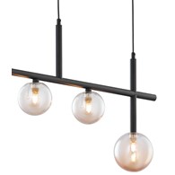 Lampa Wisząca NEPTUN Czarny Bursztynowy Szklane Klosze 3xG9