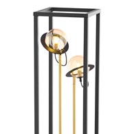 Lampa Podłogowa PLANET Czarny Bursztynowy Szklane Klosze 2xG9 150 cm