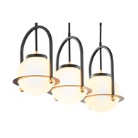 Lampa Wisząca ROSSO Czarny Szklane Klosze 3xE27