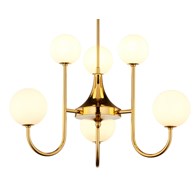 Żyrandol SELEN Złoty Biały Szklane Klosze 6xG9