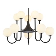 Żyrandol SELEN Czarny Biały Szklane Klosze 10xG9