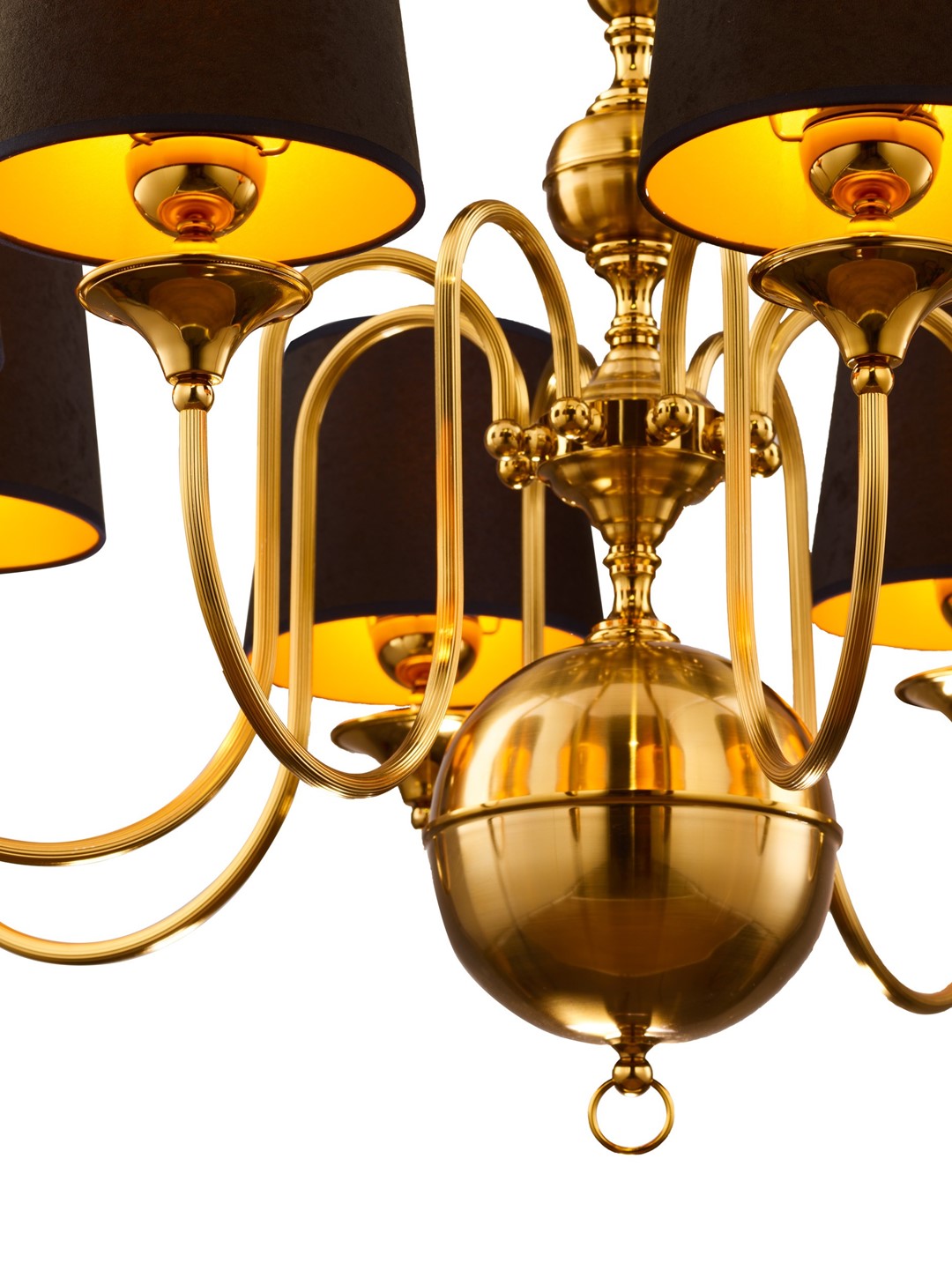 Żyrandol BATUMI Złoty Czarny Abażury 8xE27