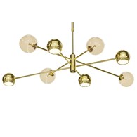 Żyrandol MOKA Złoty Bursztynowy Szklane Klosze 4xG9 4xGU10