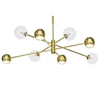 Żyrandol MOKA Złoty Transparentny Szklane Klosze 4xG9 4xGU10