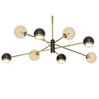 Żyrandol MOKA Złoty Mix Bursztynowy Szklane Klosze 4xG9 4xGU10