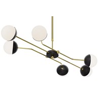 Żyrandol TRENTO Czarny Bialy Szklane Klosze 6xG9