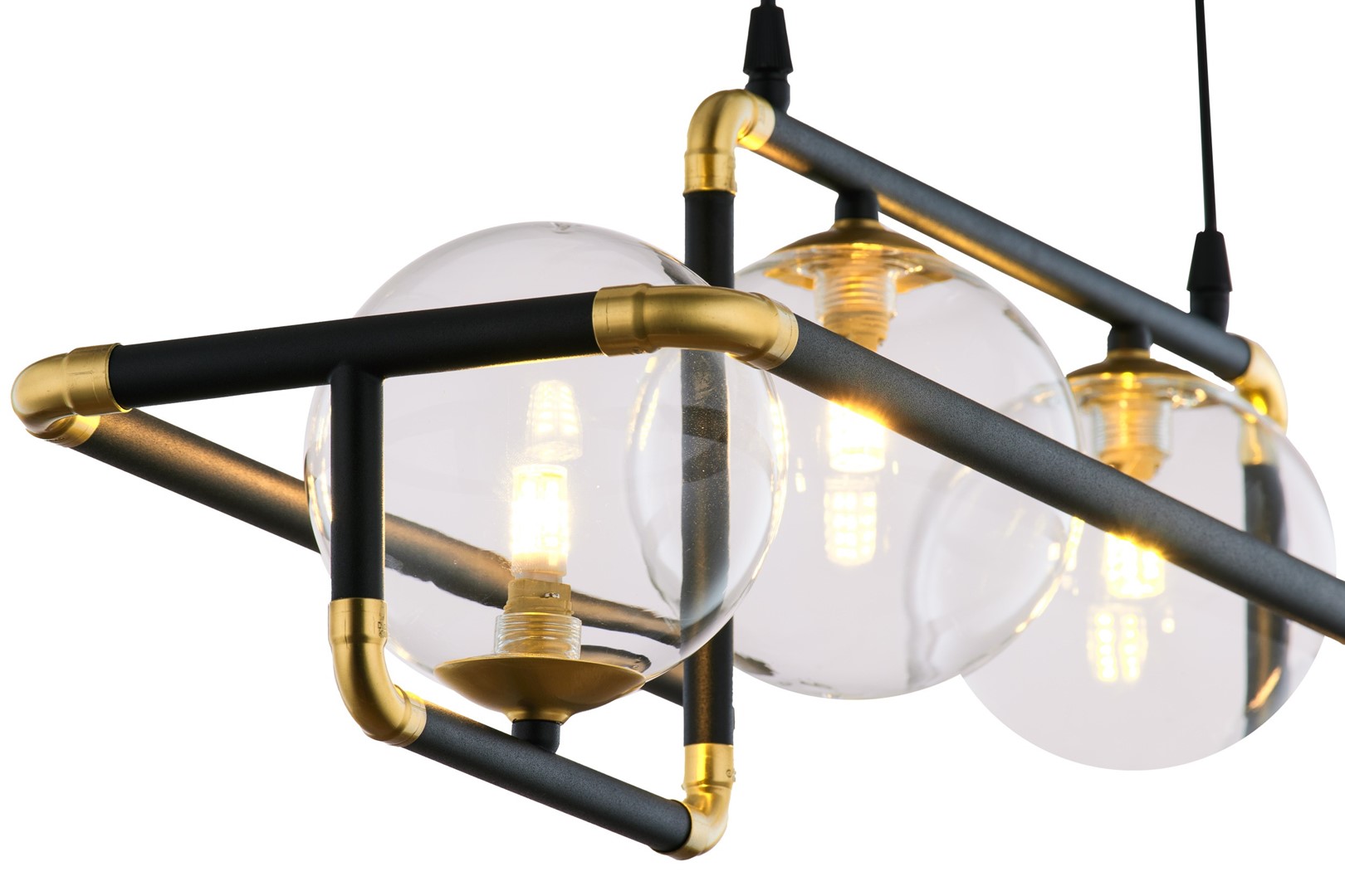 Lampa Wisząca ZAFRA Czarny Transparentny Szklane Klosze 4xG9