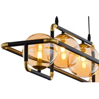 Lampa Wisząca ZAFRA Czarny Bursztynowy Szklane Klosze 4xG9