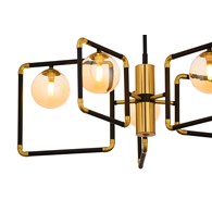 Żyrandol IBRA Czarny Bursztynowy Szklane Klosze 5xG9