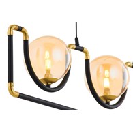 Lampa Wisząca HANZA Czarny Bursztynowy Szklane Klosze 3xG9