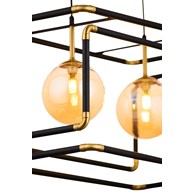 Lampa Wisząca CAMERO Czarny Bursztynowy Szklane Klosze 2xG9