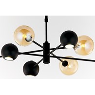 Żyrandol MOKA Czarny Bursztynowy Szklane Klosze 4xG9 4xGU10
