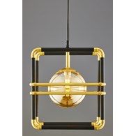 Lampa Wisząca FIORI Czarny Złoty Szklane Klosze 2xG9