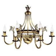 Żyrandol KORONA Patyna Złoty 6xE14