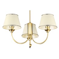 Żyrandol CLASSIC Złoty Beżowy Abażury 3xE27