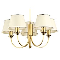 Żyrandol CLASSIC Złoty Beżowy Abażury 5xE27