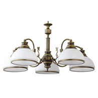 Żyrandol ZEUS Patyna Biały Szklane Klosze 5xE27