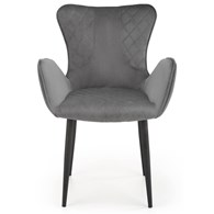 Krzesło tapicerowane K-427 popiel welur Stalowe nogi w kolorze czarnym, obicie wykonane z wysokiej jakości welurowej tkaniny, stanowić będzie eleganckie uzupełnienie wystroju salonu lub jadalni