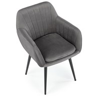 Krzesło tapicerowane K-429 popiel welur Stalowe nogi w kolorze czarnym, obicie wykonane z wysokiej jakości welurowej tkaniny, stanowić będzie eleganckie uzupełnienie wystroju salonu lub jadalni