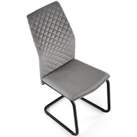 Krzesło tapicerowane K-444 popiel welur Stalowe nogi w kolorze czarnym, obicie wykonane z wysokiej jakości welurowej tkaniny, stanowić będzie eleganckie uzupełnienie wystroju salonu lub jadalni