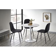 Krzesło K-449 tapicerowane Stalowe nogi w kolorze czarnym, obicie wykonane z wysokiej jakości tkaniny, stanowić będzie eleganckie uzupełnienie wystroju salonu lub jadalni
