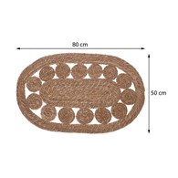Dywan z traw morskich wzór koła 80x50 cm Mata podłogowa owalna w ażurowy wzór, naturalny materiał, minimalistyczny i elegancki design