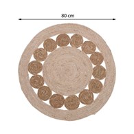 Dywan jutowy okrągły wzór koła 80 cm Mata podłogowa okrągła w ażurowy wzór, naturalny materiał, minimalistyczny i elegancki design