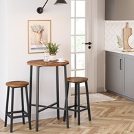 Zestaw dwóch hokerów w stylu rustykalnym Wykonany z metalu i płyty MDF, wytrzymały i praktyczny stół do baru lub kuchni w stylu minimalistycznym lub LOFT