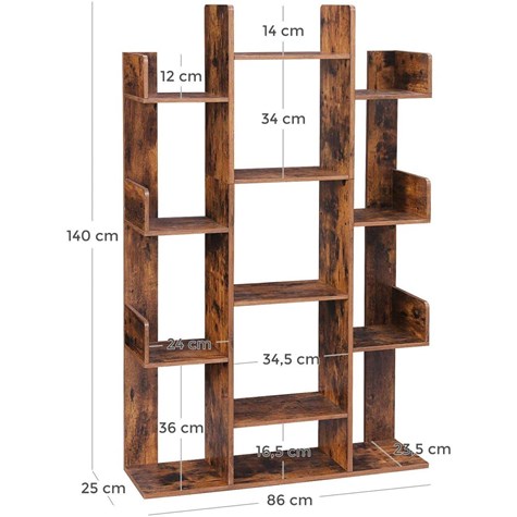 Regał wolnostojący duży brązowy 140 cm Duży regał wolnostojący na książki, kwiaty, zdjęcia, zabawki i ozdoby w kolorze rustykalnego brązu, vintage.