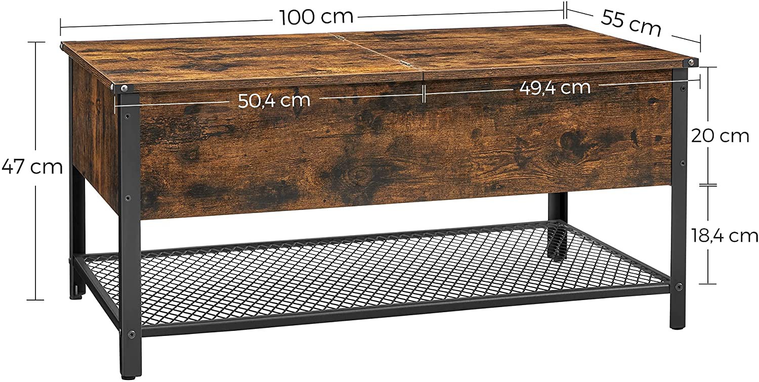 Ława do salonu stolik kawowy LOFT 100 cm Wykonany z metalu i solidnej płyty MDF, praktyczny i wytrzymały stolik kawowy w stylu industrialnym oraz LOFT