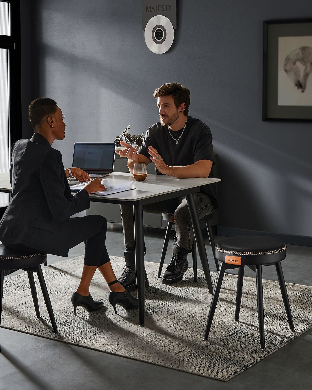 Krzesła do jadalni zestaw 2 szt. czarne EKHO