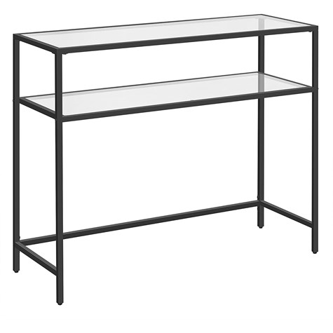 Konsola industrialna stolik kawowy 100cm Wykonana ze stali i szkła, nowoczesna konsola do salonu w stylu industrialnym, minimalistycznym oraz LOFT w kolorze czarnym