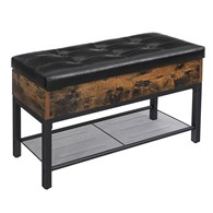 Półka na buty skrzynia otwierana LOFT Wykonany z metalu, solidnej płyty MDF oraz pikowanej pufy, praktyczna i wytrzymała półka na buty z siedziskiem do przedpokoju
