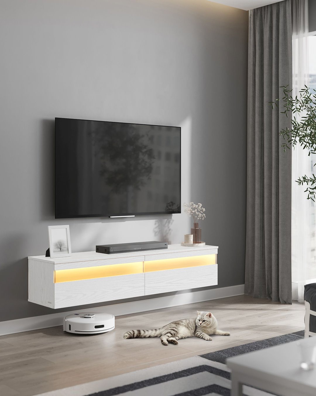 Wisząca szafka pod TV z oświetleniem LED