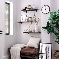 Dwie rustykalne półki ścienne 60 cm z solidnych płyt MDF w kolorze brązowo czarnym do kuchni, salonu, przedpokoju na książki, doniczki, dekoracje