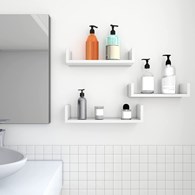 Komplet 3 półek ściennych MDF białych Wykonana z solidnej płyty MDF, praktyczna i wytrzymała półka na książki i inne drobiazgi w stylu nowoczesnym
