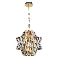 Żyrandol CROWN Złoty Szklane Kryształy 4xE14 34cm