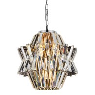 Żyrandol CROWN Srebrny Szklane Kryształy 4xE14 34cm