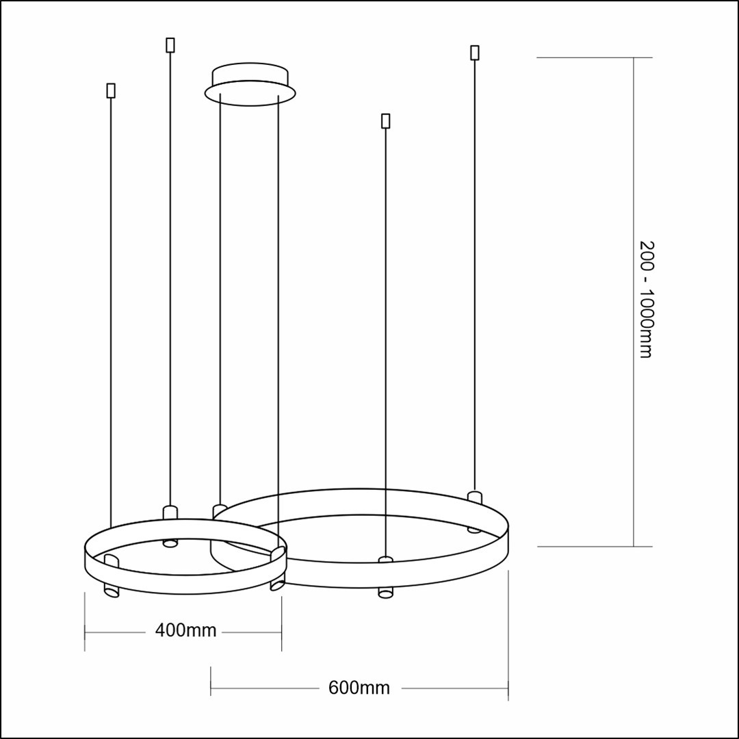 Lampa wisząca ELEGANCE Złota 2 Okręgi 72W LED 4000K