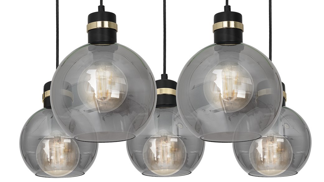 Lampa wisząca OMEGA czarna/złota 5xE27 prostokąt