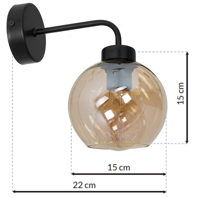 Kinkiet nowoczesny SOFIA bursztyn 1xE27