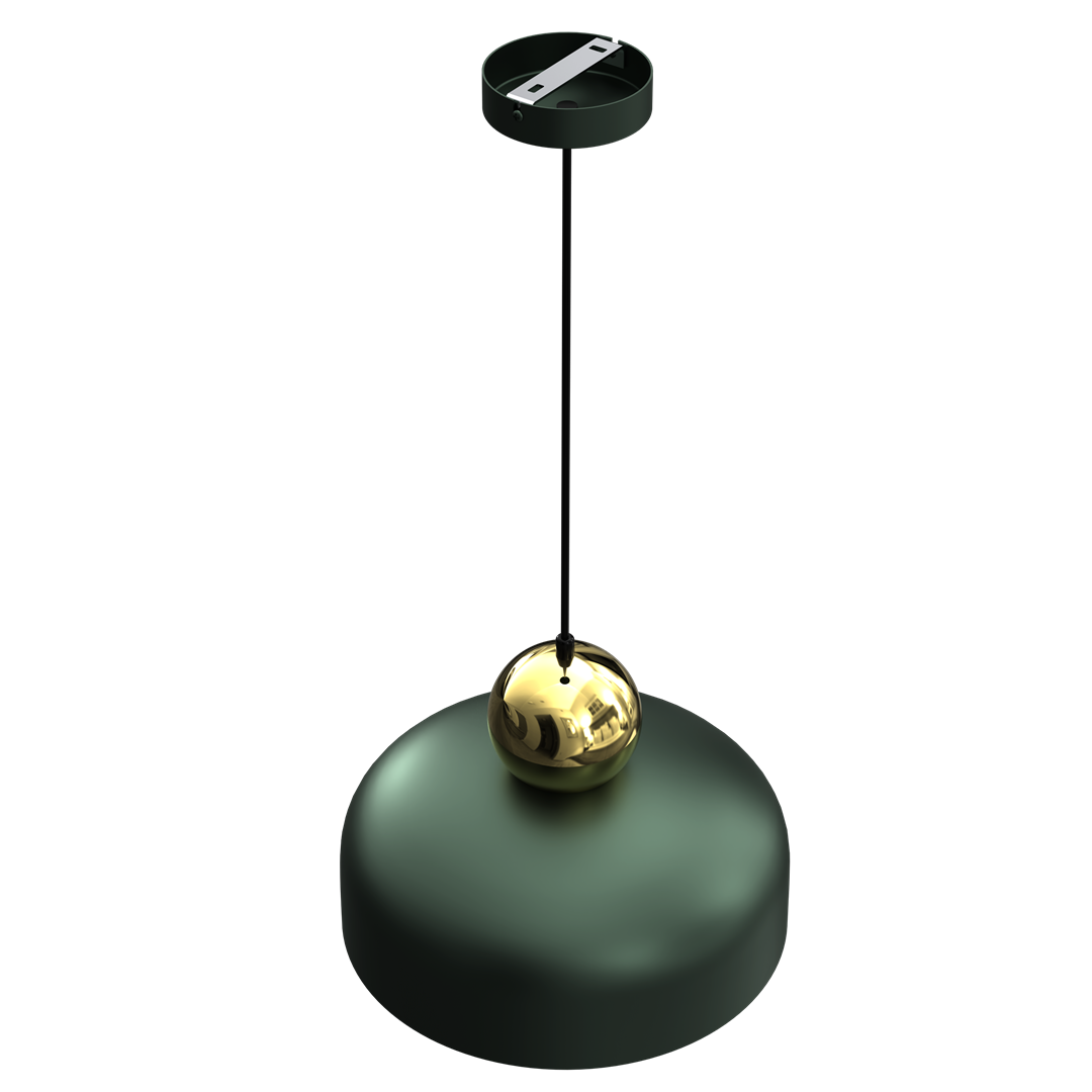 Lampa Wisząca HARALD Zielony Złoty Metalowy Klosz 1xE27 30cm