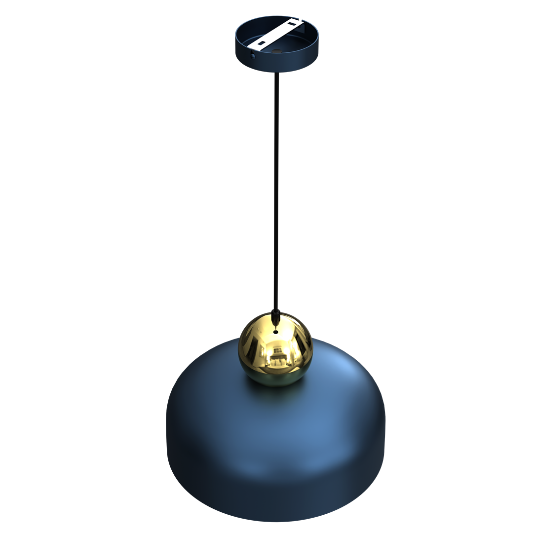 Lampa Wisząca HARALD Niebieski Złoty Metalowy Klosz 1xE27 30cm