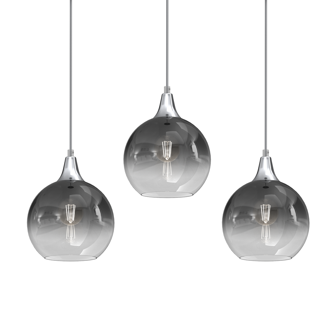Lampa Wisząca MONTE Srebrny Szklane Klosze 3xE27