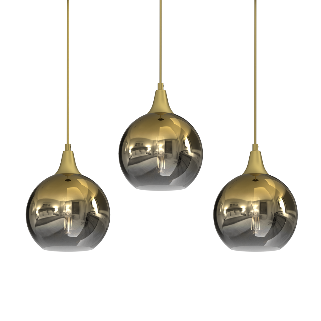 Lampa Wisząca MONTE Złoty Szklane Klosze 3xE27