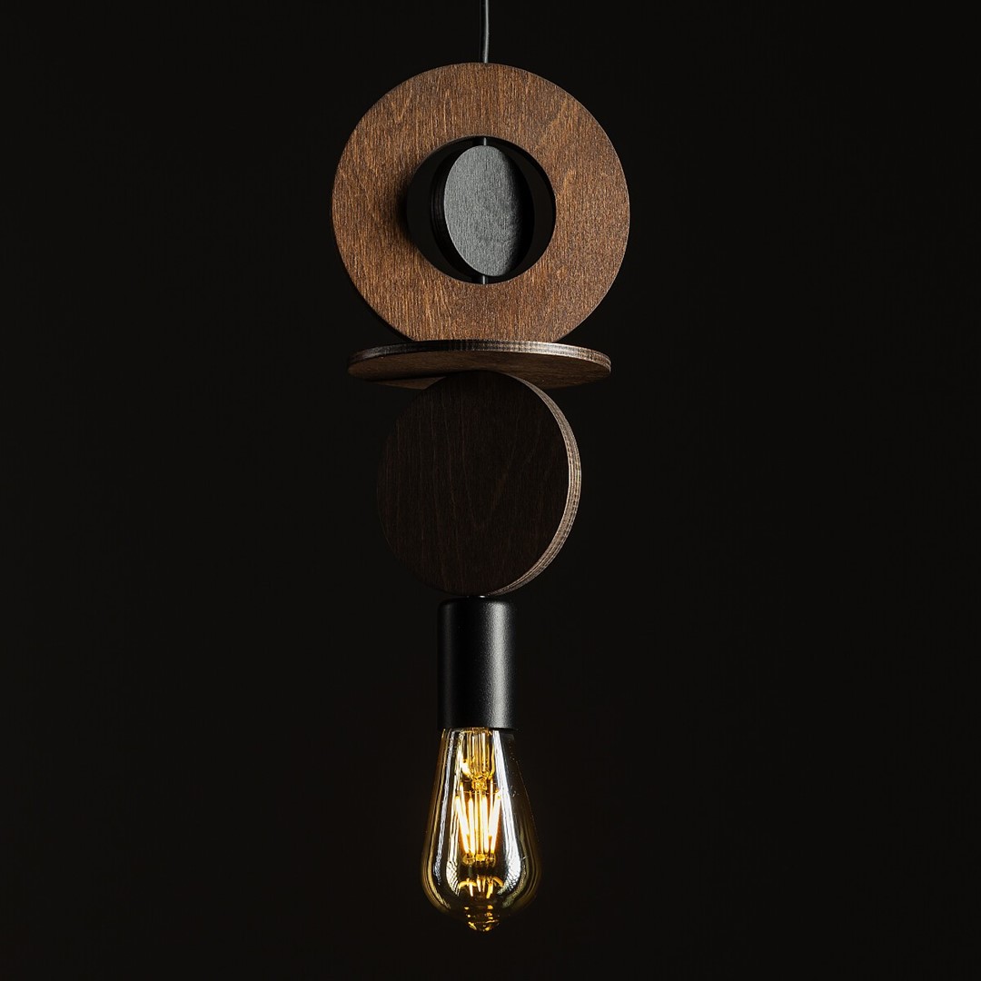 Lampa Wisząca DROPS WOOD C Czarny Brązowy 1xE27