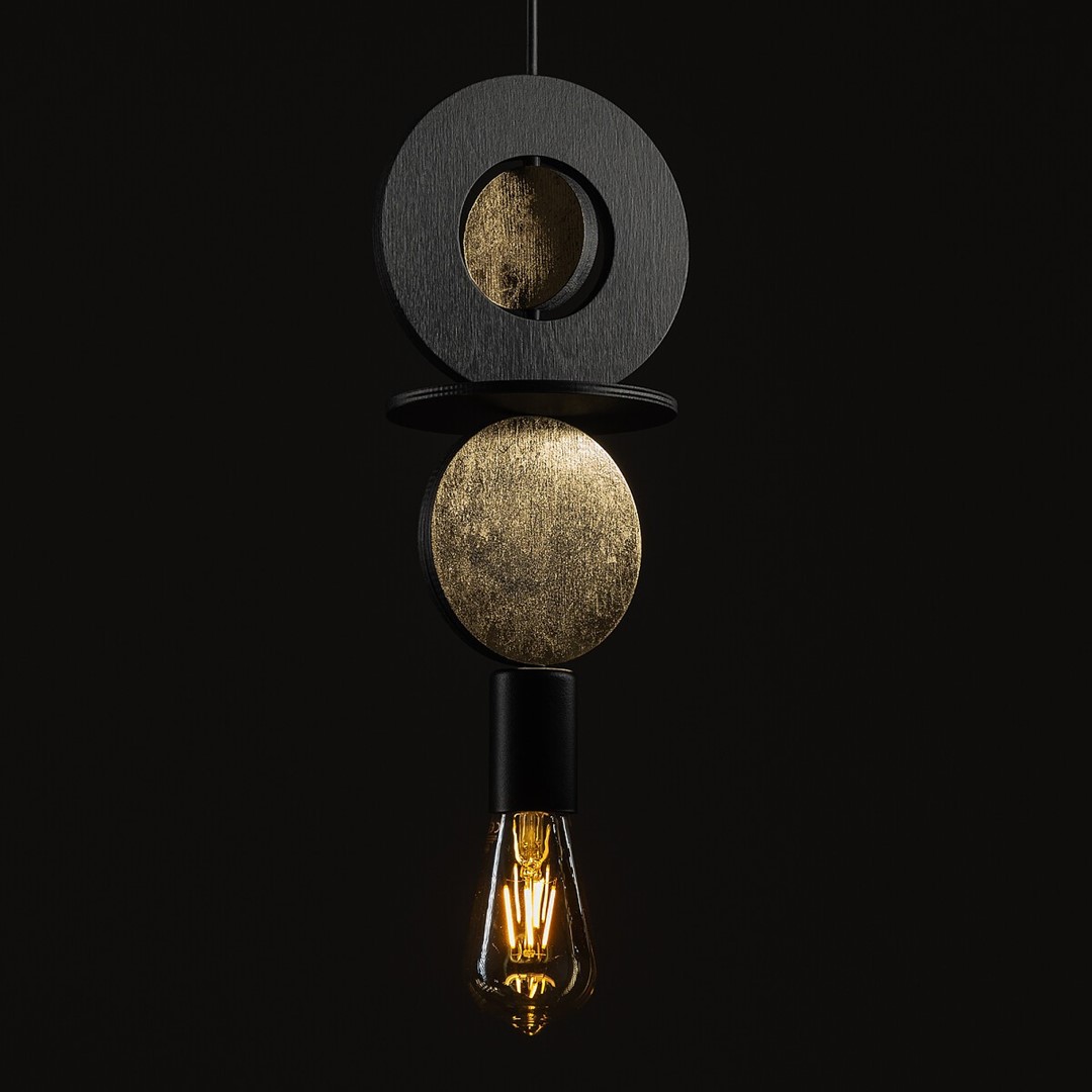 Lampa Wisząca DROPS WOOD E Czarny Brązowy 1xE27